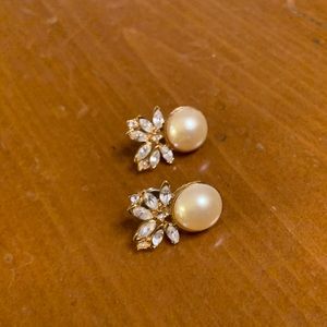 Elegant Faux Pearl/Diamond Earrings